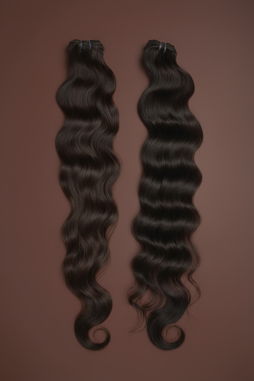 Our Raw Indian Wavy texture offers soft, fluid movement with natural dimension. This pattern air-dries beautifully and can be worn in its natural wave or pressed straight for versatility.

✨ Soft S-pattern wave
✨ Full-bodied and lightweight
✨ Accepts color beautifully
✨ Long-lasting with proper care